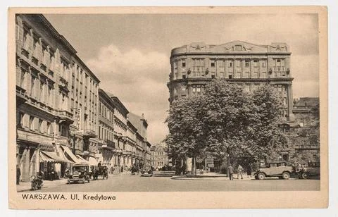 ï»¿Warsaw. Kredytowa Street. In the centre the house of Leon Feliks Goldst Stock Photos