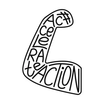 IWD Accelerate Action quote. Lettering design of International Women's Day .. Stock Illustration