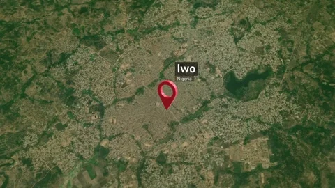 Iwo City Map Zoom (Nigeria) from Space to Earth Video stock 274994553