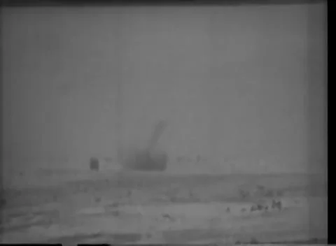 IWO JIMA - 1945: Battlefield — Shell impact throws debris on Iwo Jima Stock Footage 342981446