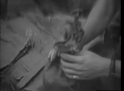 IWO JIMA - 1945: Beachhead — Hands work with cloth and field equipment Stock-Footage 342981277