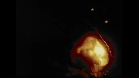 IWO JIMA - 1945: Shows a shell or demolition blast on the battlefield Video stock 339215427