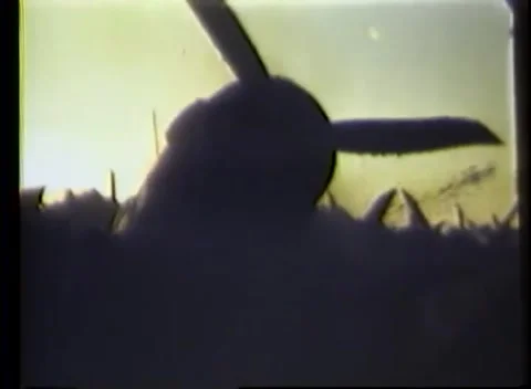 IWO JIMA, JAPAN - 1945: Fire response - Propeller stands against firelight Stock Footage 344506331