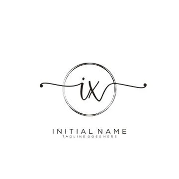 IX Initial handwriting logo with circle template vector Illustrazione stock