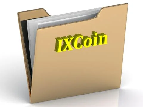 IXCoin- bright color letters on a gold folder on a white background Stock Illustration