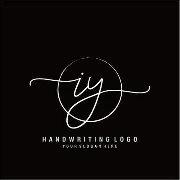 IY Initial handwriting logo design Stock Illustration