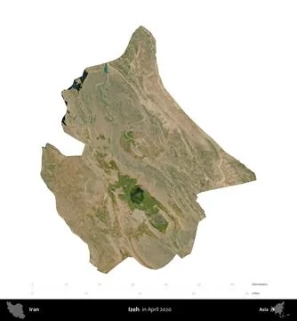 Izeh, Iran, isolated on white. Satellite image. April 2020 Stock Illustration