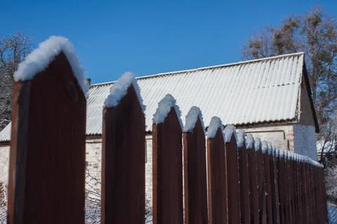 изгородь под снегом Stock Photos