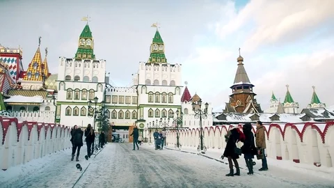 Izmailovo Kremlin in Moscow at winter Stock Footage 71581853