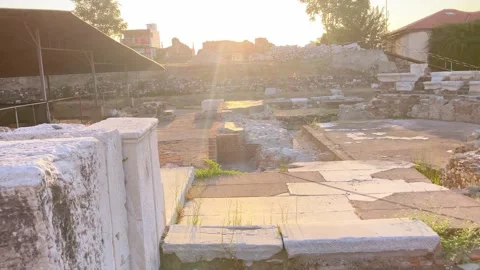 Izmir agora, ancient agora city. Ancient agora city founded by Alexander the Gre Stock Footage 300000098