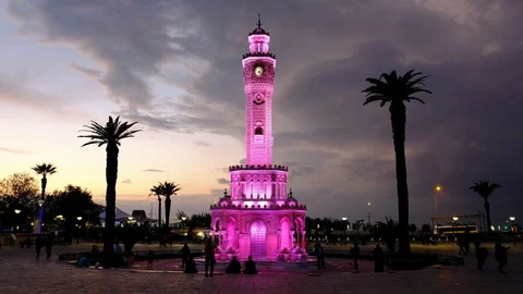 Izmir Clock Tower at the Konak Square in Izmir, Turkey. Stock Footage 123141344