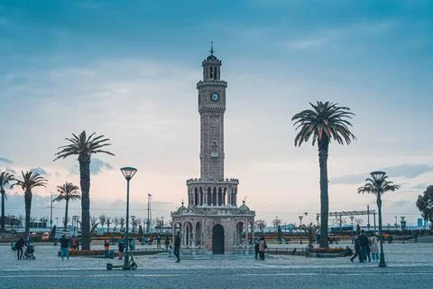 Izmir Clock Tower in Konak square. Famous place Stock Photos