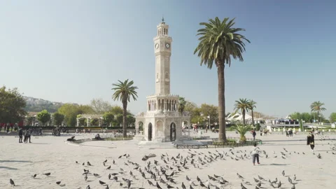 Izmir Clock Tower in the middle of Konak Square, Izmir Stock Footage 194386419