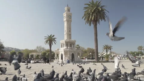 Izmir Clock Tower in the middle of Konak Square, Izmir Stock Footage 244565066