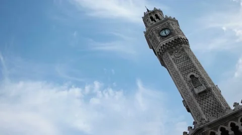 Izmir clock tower time lapse from 5 different angle Stock Footage 55768053