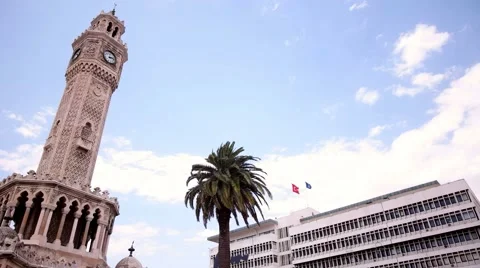 Izmir clock tower time lapse video. Stock Footage 66483343