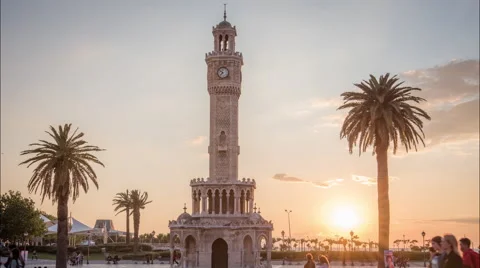 Izmir clock tower time lapse at sunset 4K Video stock 67903662