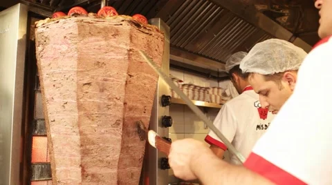 IZMIR - JULY 2015: Chef preparing Doner kebab Stock Footage 55837344