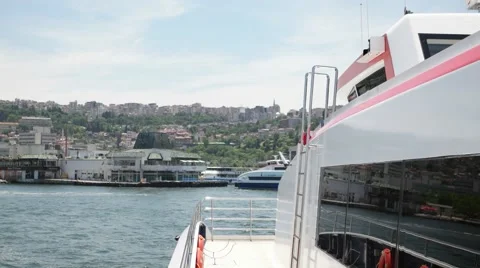 IZMIR - JUNE, 2015: Ferry is getting closer to Konak ferry station. Stock Footage 55848461