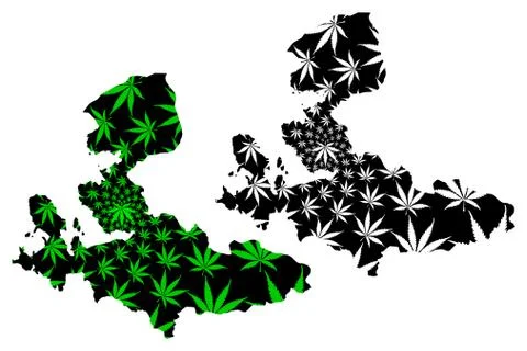 Izmir (Provinces of the Republic of Turkey) map is designed cannabis leaf gre Stock Illustration