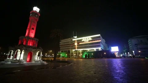 Izmir Turkey Konak Clock Tower 스톡 동영상 71625836