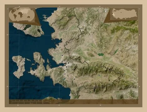 Izmir, Turkiye. Low-res satellite. Major cities Stock Illustration