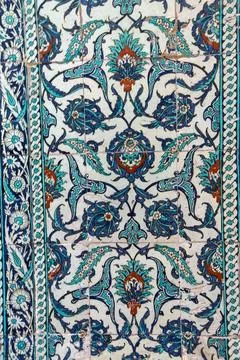 Iznik lapis  tiles with flower pattern in the Harem Stock Photos