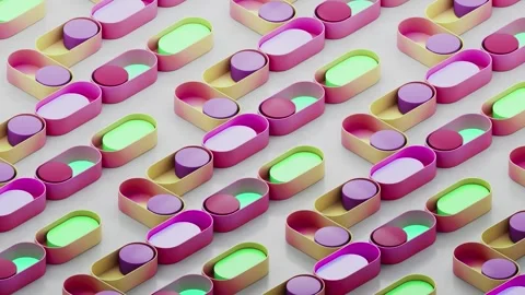 Izometric Button Colorfull Gradient Loop 4K Stock Footage 265030702