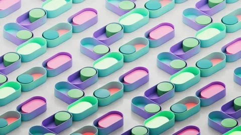 Izometric Button Colorfull Gradient Loop 4K V2 Stock Footage 265030749