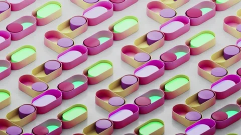 Izometric Button Colorfull Gradient Moving Loop 4K V2 Stock Footage 265030838