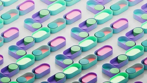 Izometric Button Colorfull Gradient Moving Loop 4K Stock Footage 265030984