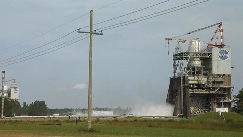 J-2x E10001 testing on NASA Stennis test stand A-2 Video stock 100173187