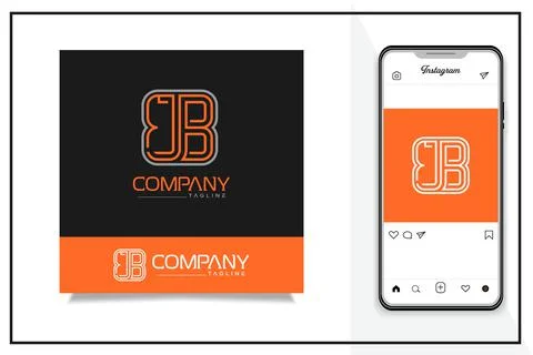 J B letter logo Stock Illustration