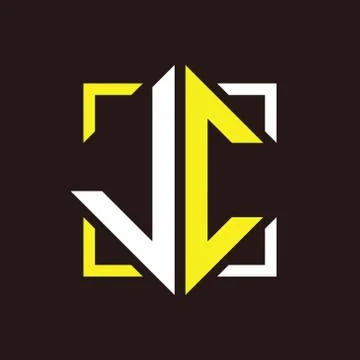 J C Initials quadrangle monogram with square Stockillustratie