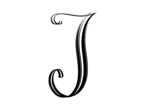 J - capital script letter in black isolated on white background Stock Illustration