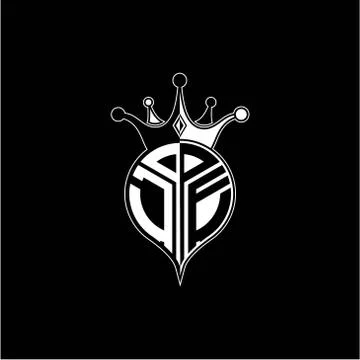 J E circle monogram logo emblem style with clown crown shape vector decoratio Illustrazione stock