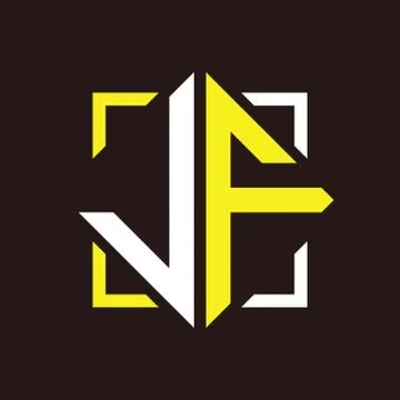 J F Initials quadrangle monogram with square Stock Illustration