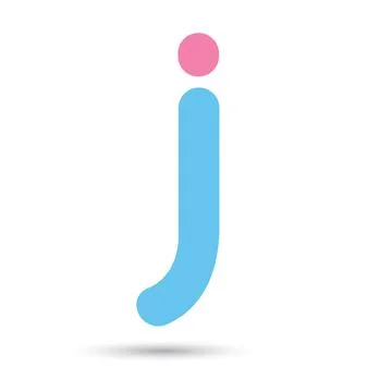 J font vector with blue and pink color on White background, Futuristic font,  Stock Illustration