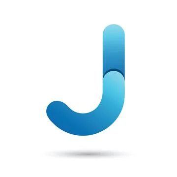 J font vector with blue color on White background, Futuristic font, Cosmic, V Stock Illustration