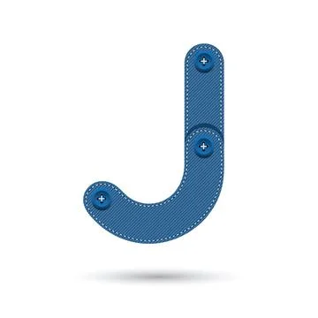 J font vector with blue Jeans on White background, Futuristic font, Cosmic, V Stock Illustration