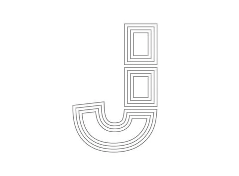J font vector.  Condensed thin, Parallel stylize line letter. Thin monochrome Stock Illustration
