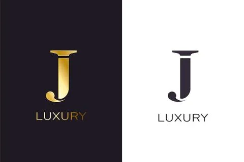 J gold styled letter monogram. Luxury style Illustrazione stock