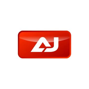 A J Initial Letter Rectangle Shape Logo Template Stock Illustration