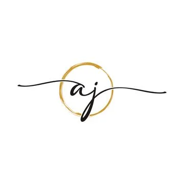 A J Initial Script Letter Beauty Logo Template Illustrazione stock