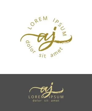 A J. Initials Monogram Logo Design. Dry Brush Calligraphy Artwork Stock Illustration