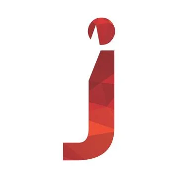 J initials red polygonal logo and vector icon Stock Illustration