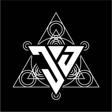 J J Monogram letter logo with triangle shape design template with sacred geom Stock Illustration