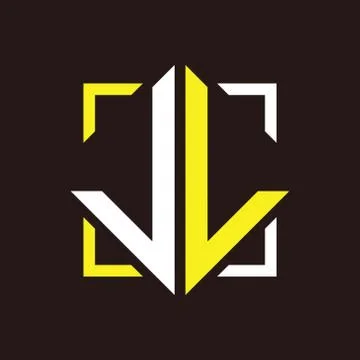 J L Initials quadrangle monogram with square Stock Illustration