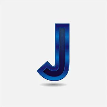 J letter with glitter rendering effect, blue color design, vector illustration Stock Illustration