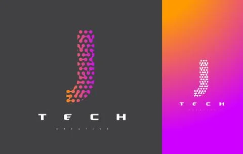 J Letter Logo Technology. Connected Dots Letter Design Vector. Stock-Illustration